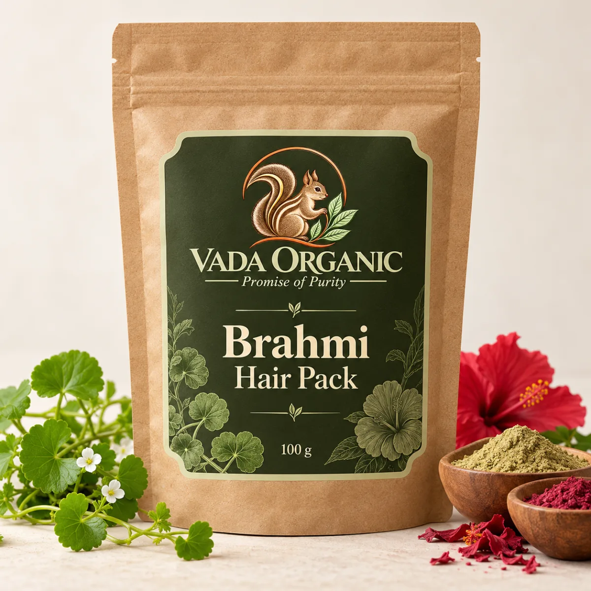 Vada Organic Brahmi Hair Pack 100 g proposed packaging