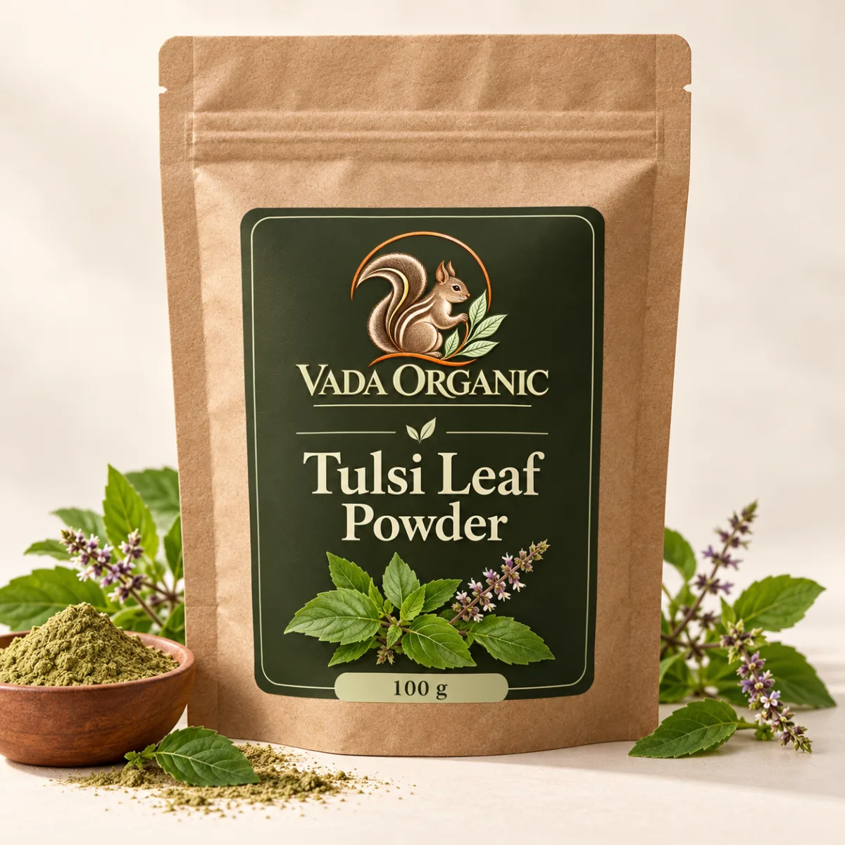 Vada Organic Tulsi Leaf Powder 100 g proposed packaging