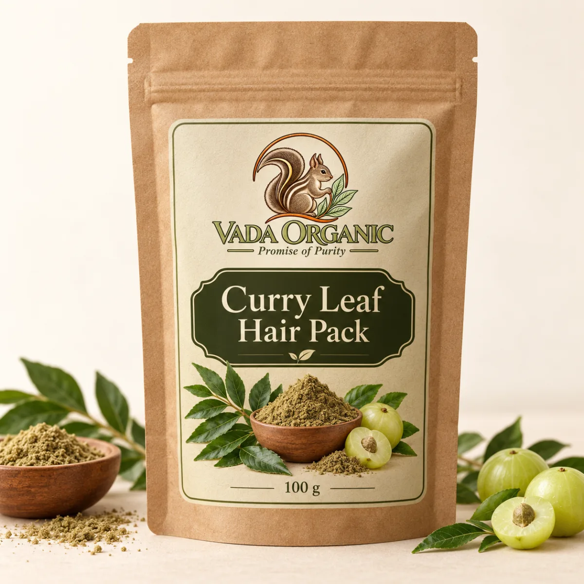 Vada Organic Curry Leaf Hair Pack 100 g proposed packaging