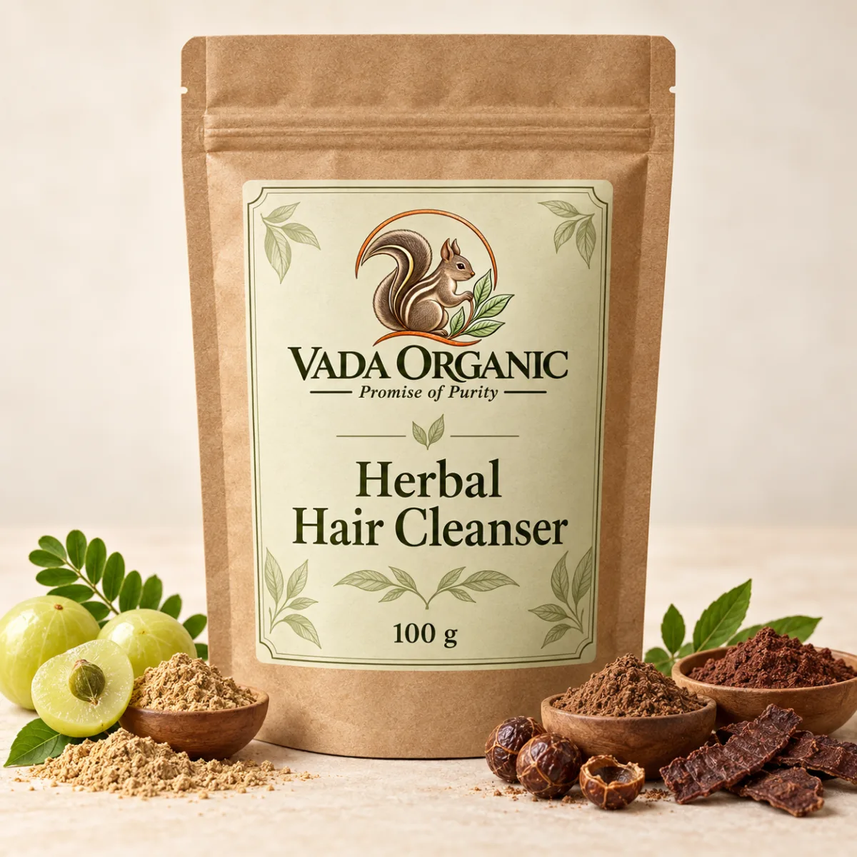 Vada Organic Herbal Hair Cleanser 100 g proposed packaging
