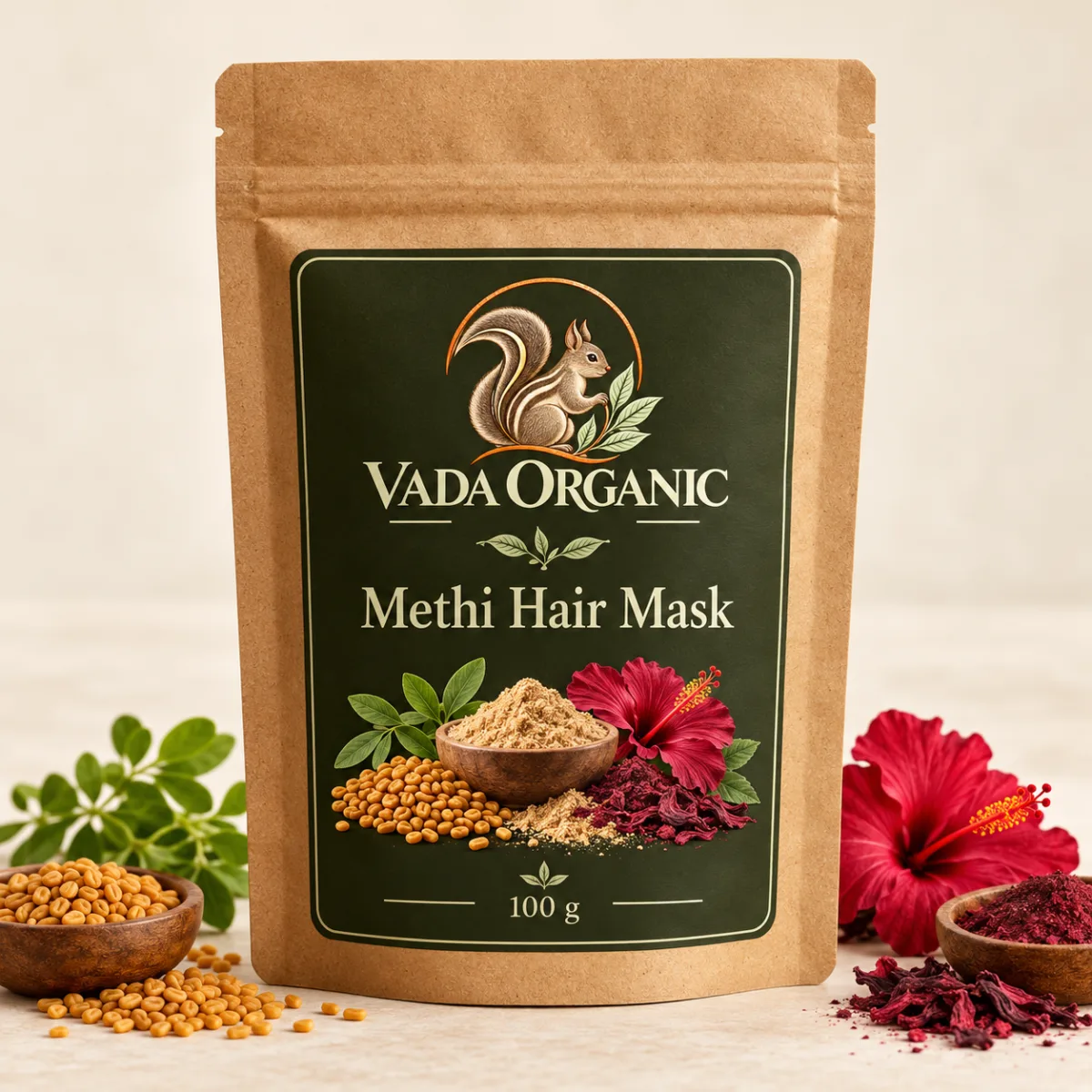 Vada Organic Methi Hair Mask 100 g proposed packaging