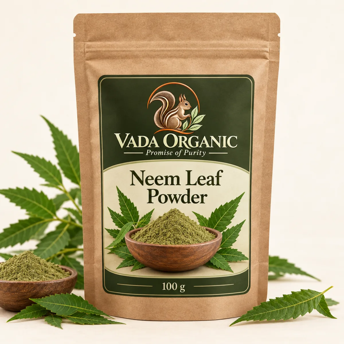 Vada Organic Neem Leaf Powder 100 g proposed packaging